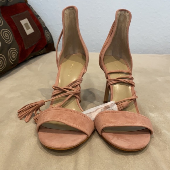Ann Taylor Suede Ankle-Tie Sandal Size 7 Pink - Picture 3 of 6